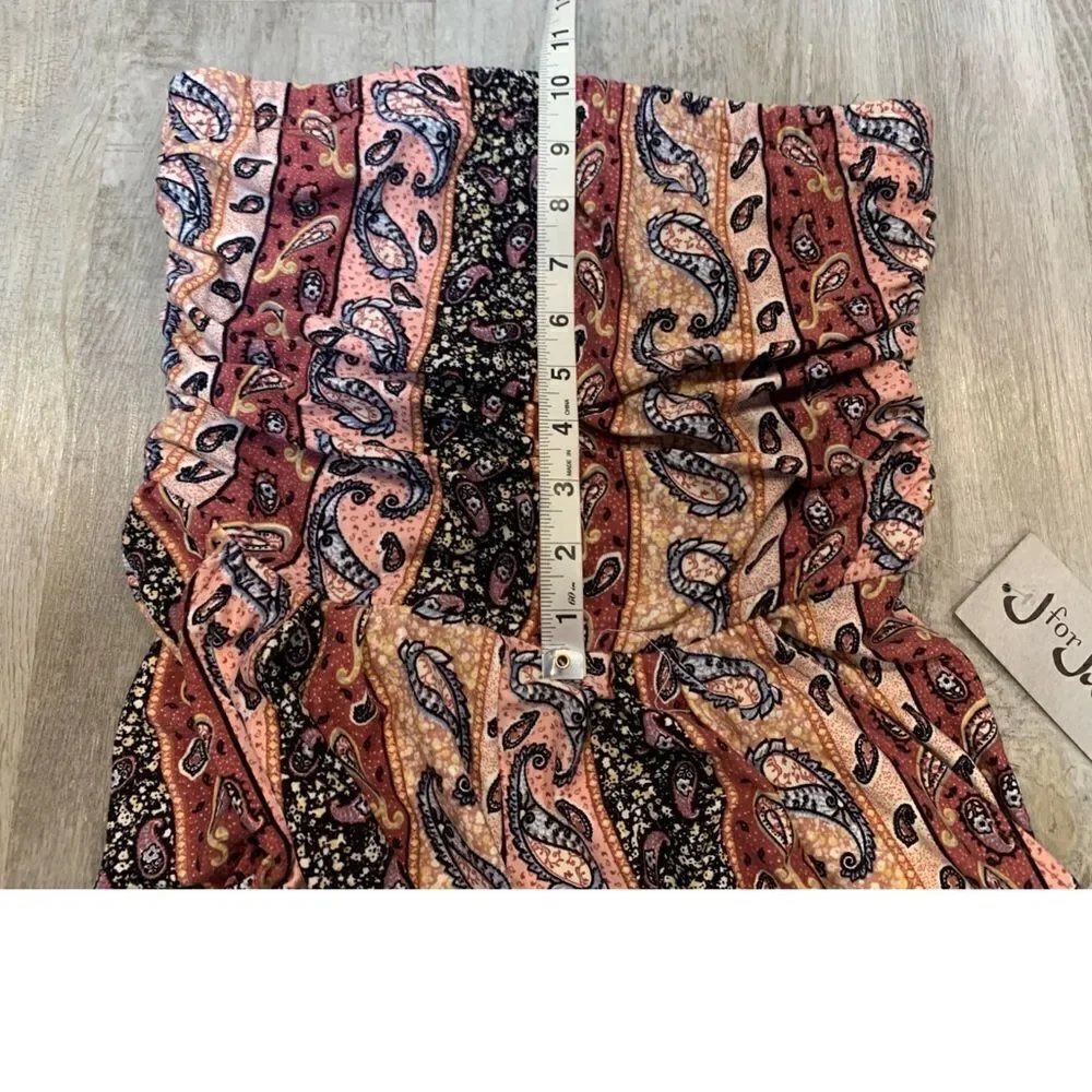 NWT paisley print Stretchy Strapless tube top Capri jumper with pockets - Picture 4 of 13